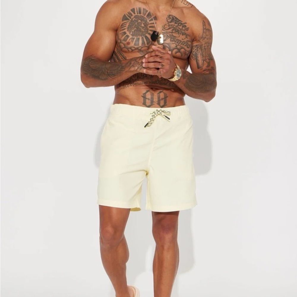 Fashion Nova - Montez Volley Swim Trunk - Cream